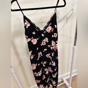 No Boundaries Black Dress with Pink Floral Design
